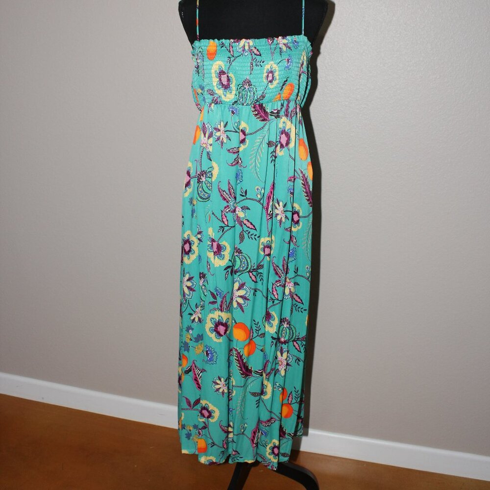 Maeve Floral Maxi Dress - Turquoise and Orange